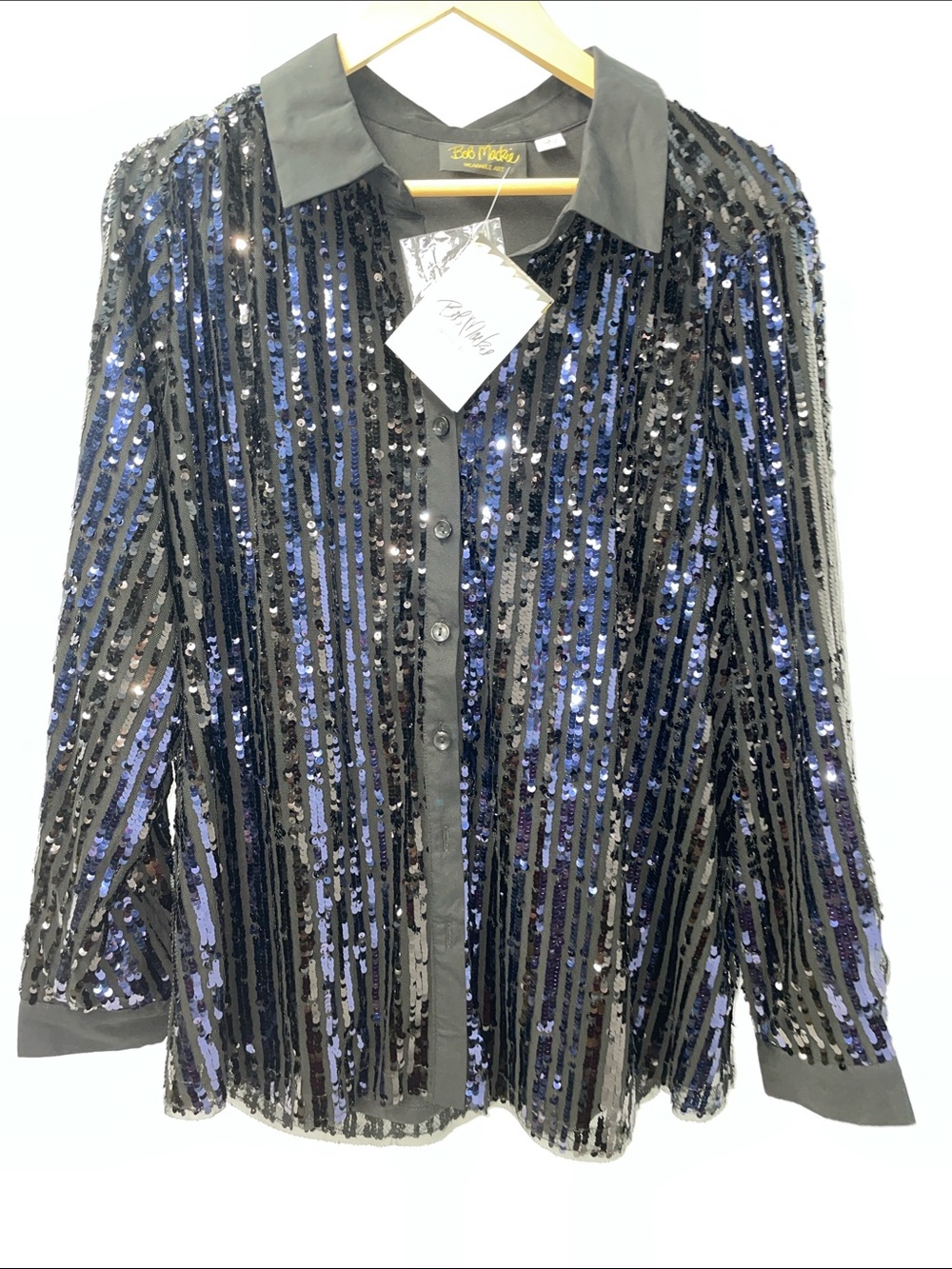 BOB MACKIE BLACK & BLUE SEQUINED BLOUSE FTL-08-065 - Picture 7 of 7